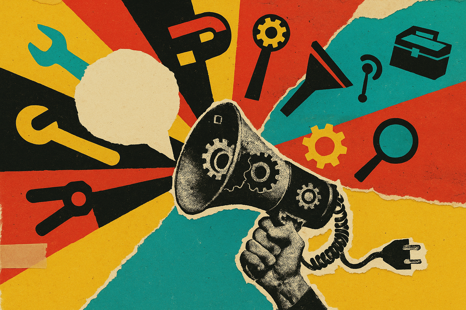 Pop art propaganda collage illustrating: The 20 Best Marketing Engineering Companies in 2026