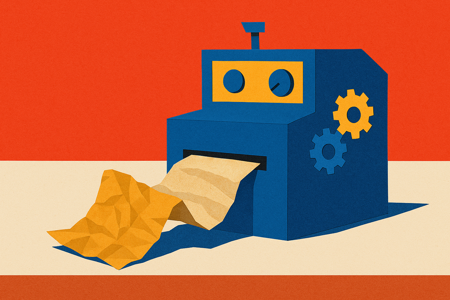 Paper collage illustrating: Does switching your CMS fix stale website content? Not usually.