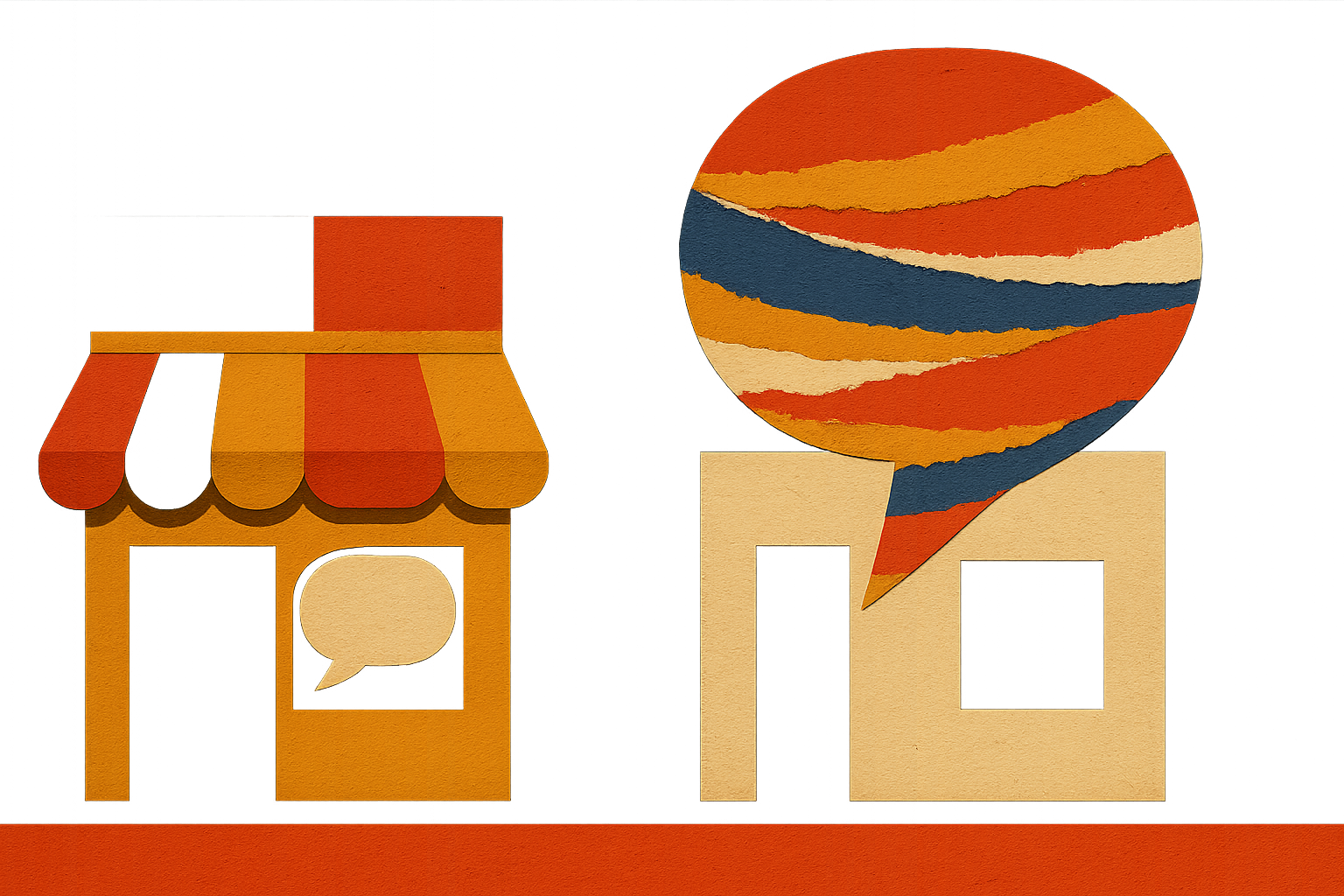 Paper collage illustrating: What is a verbal identity? (And why your visual identity can't do its job)