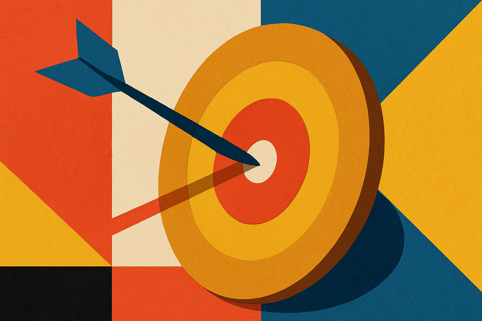 Paper-collage illustration for: Lead with the goal