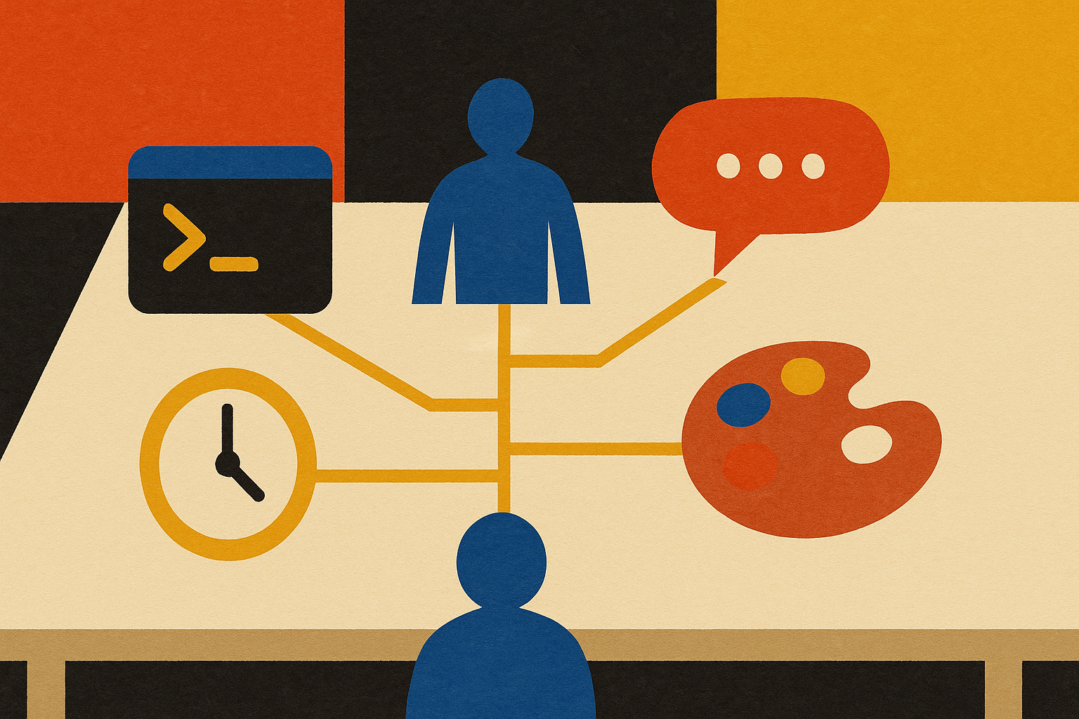 Paper-collage illustration for: Configure your Claude stack