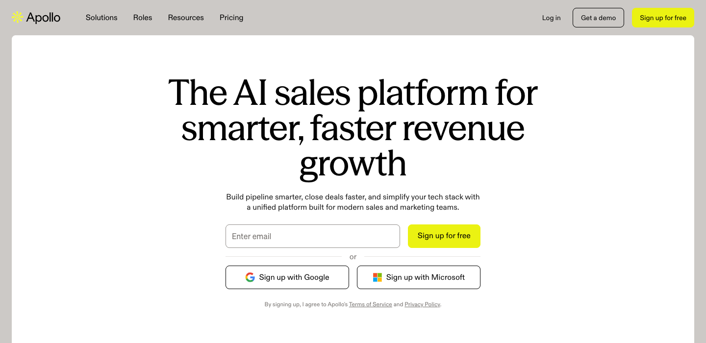 Apollo.io homepage