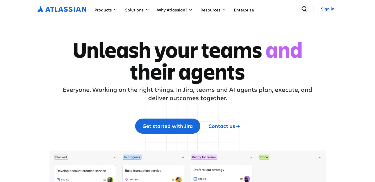 Atlassian homepage