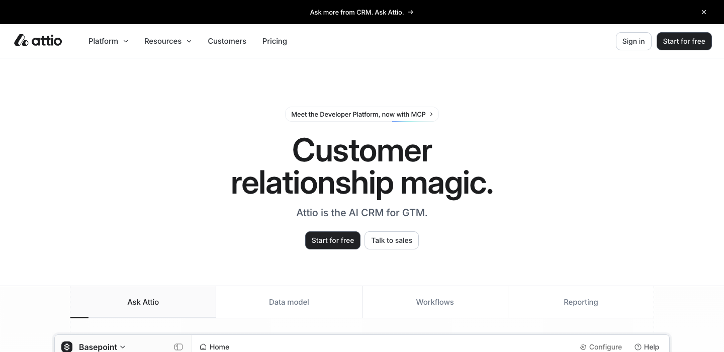 Attio homepage