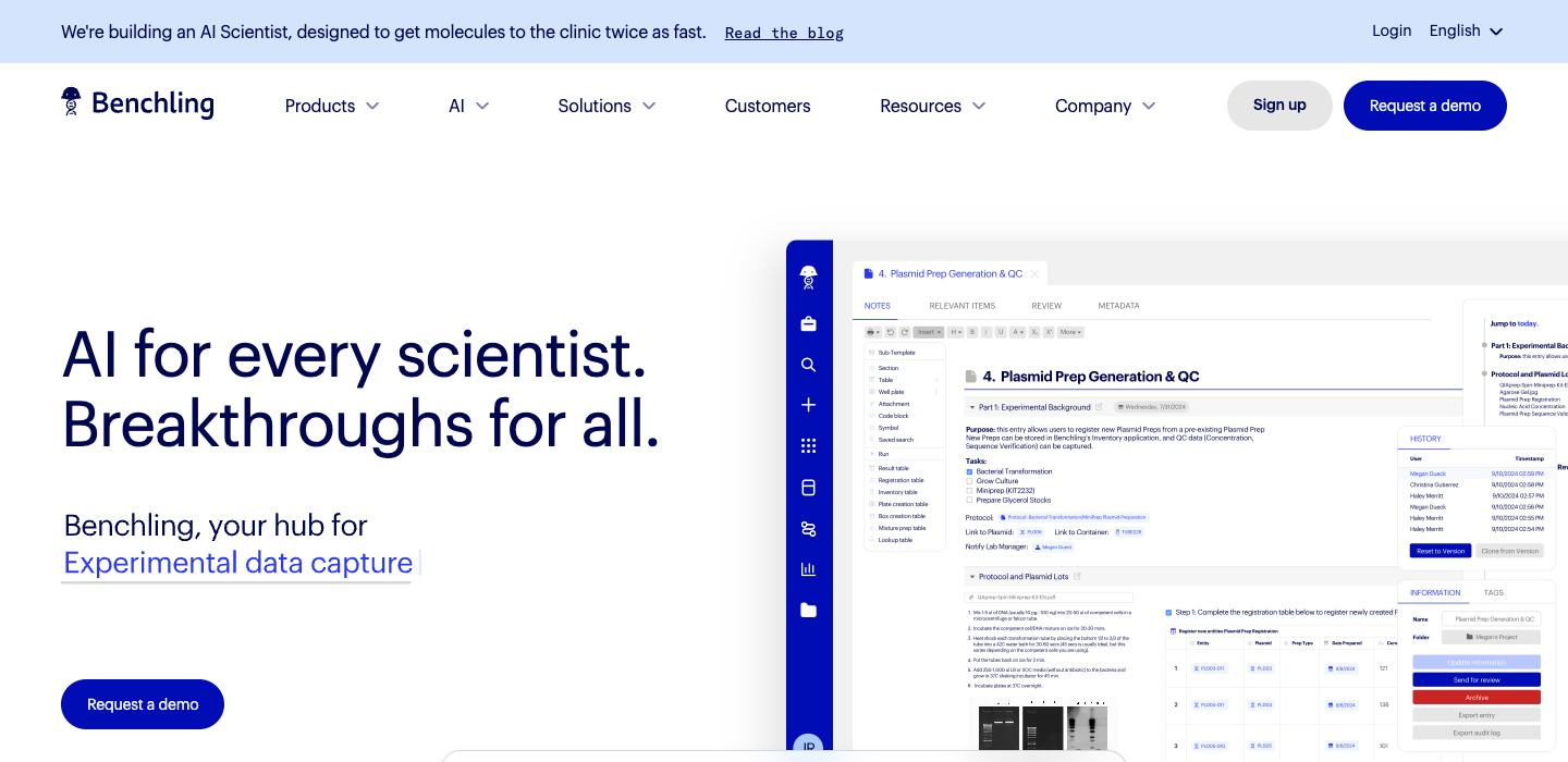 Benchling homepage