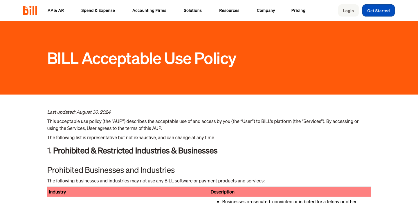 Bill.com homepage
