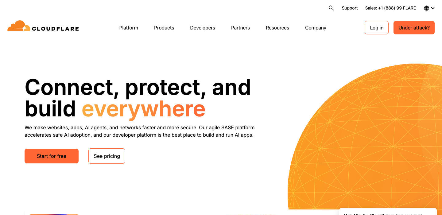 Cloudflare homepage