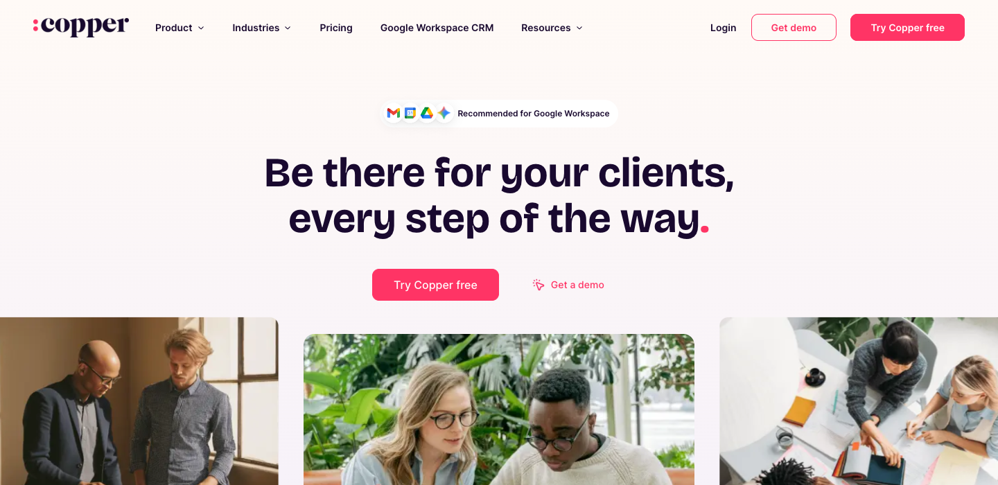 Copper CRM homepage