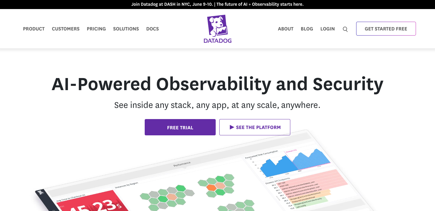 Datadog homepage