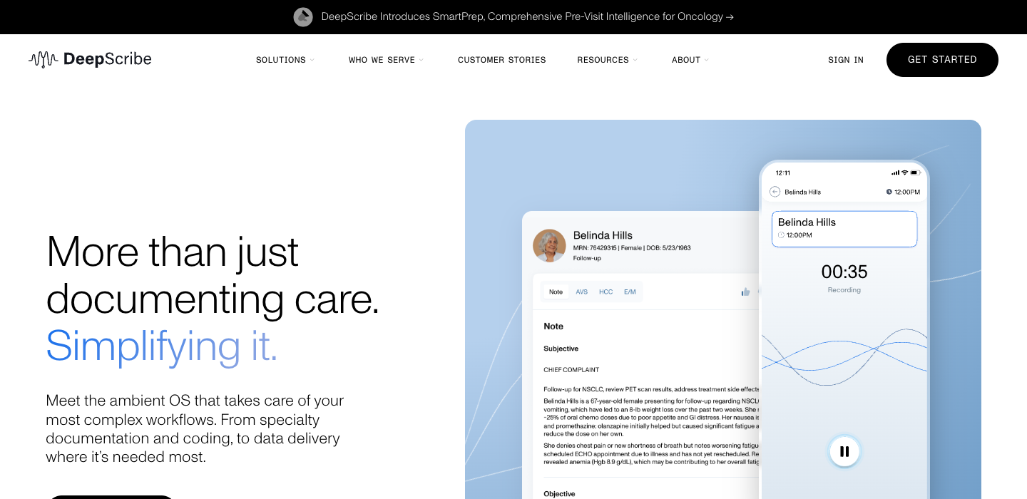 DeepScribe homepage