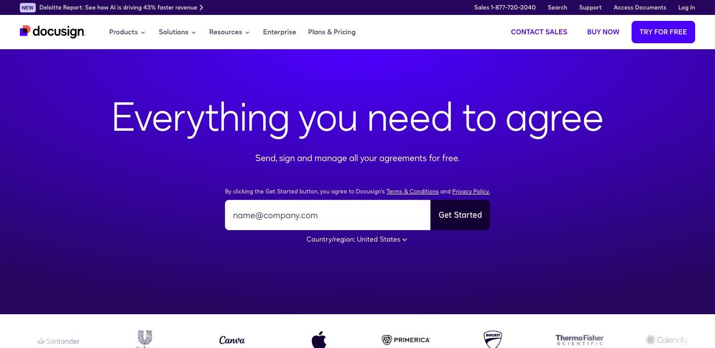 DocuSign homepage