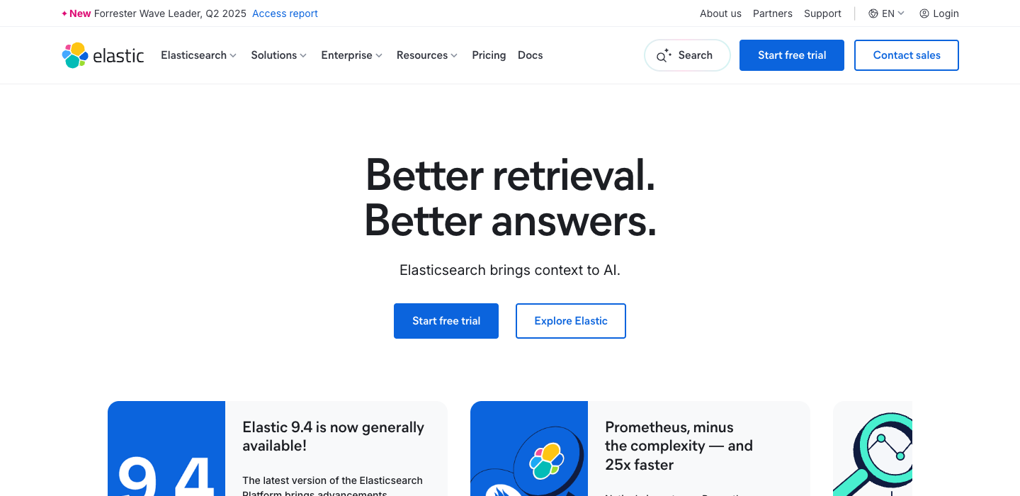 Elastic homepage