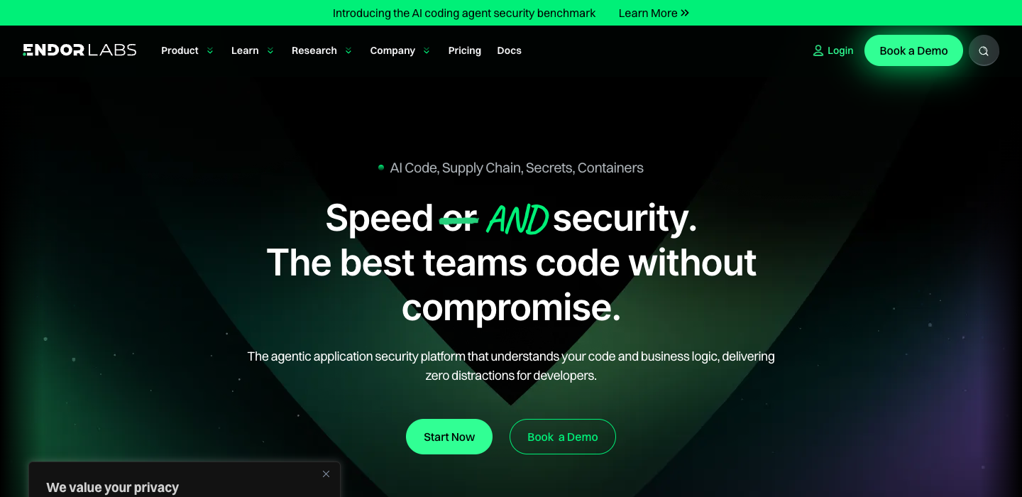 Endor Labs homepage