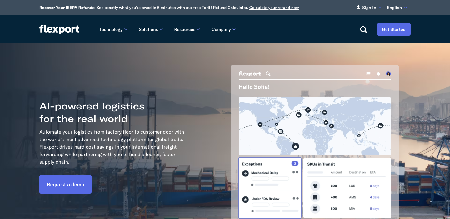 Flexport homepage