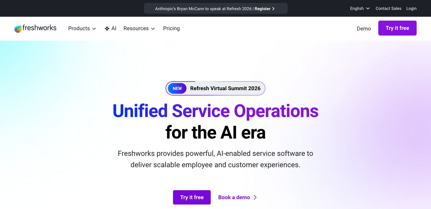 Freshworks homepage