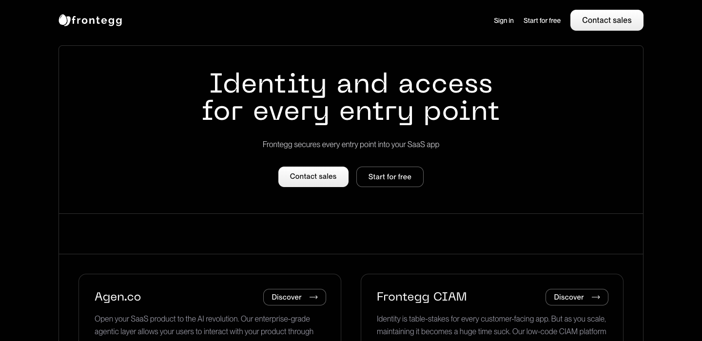 Frontegg homepage