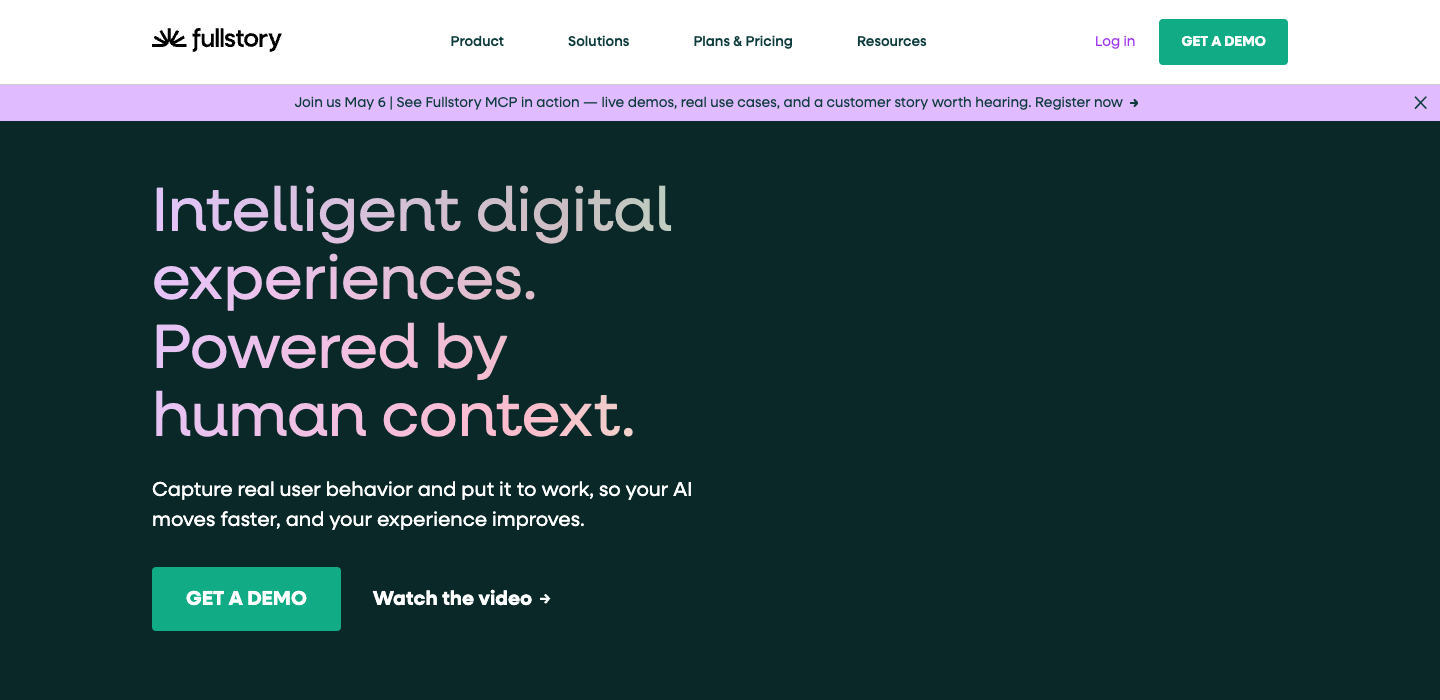 Fullstory homepage