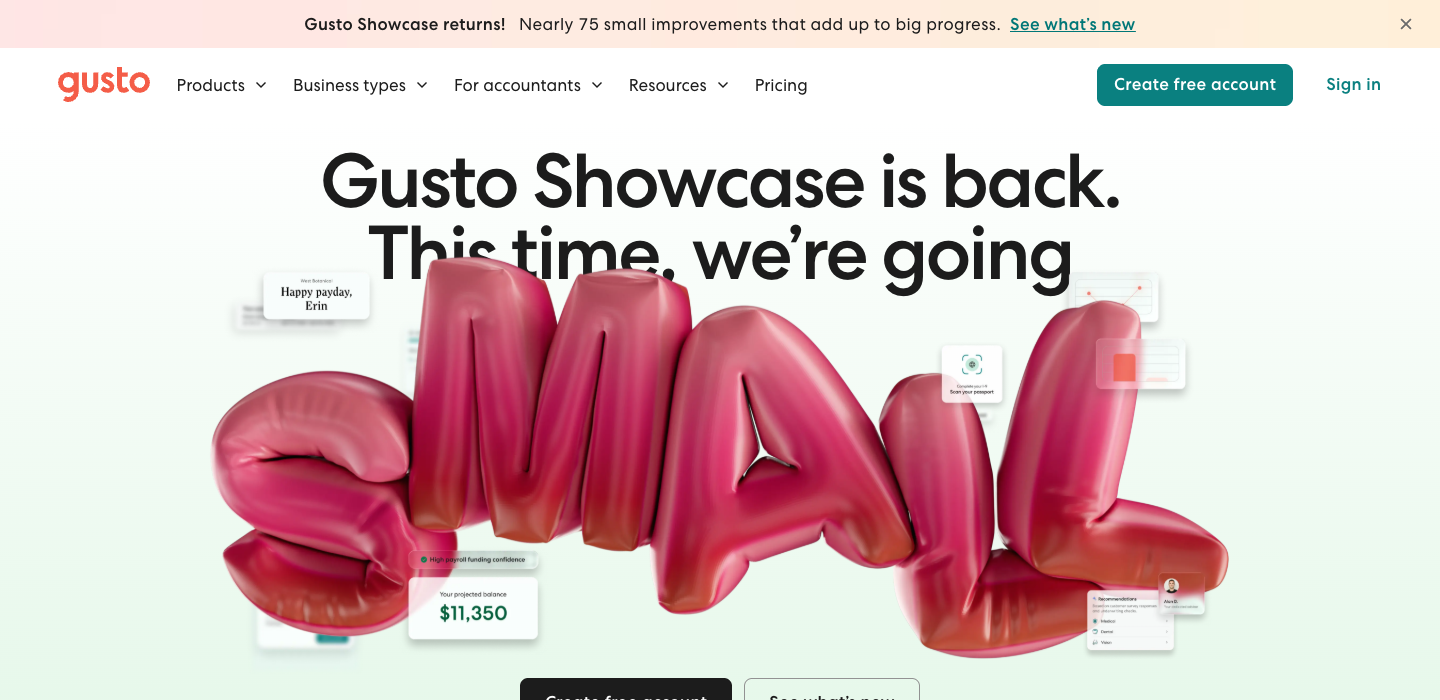 Gusto homepage