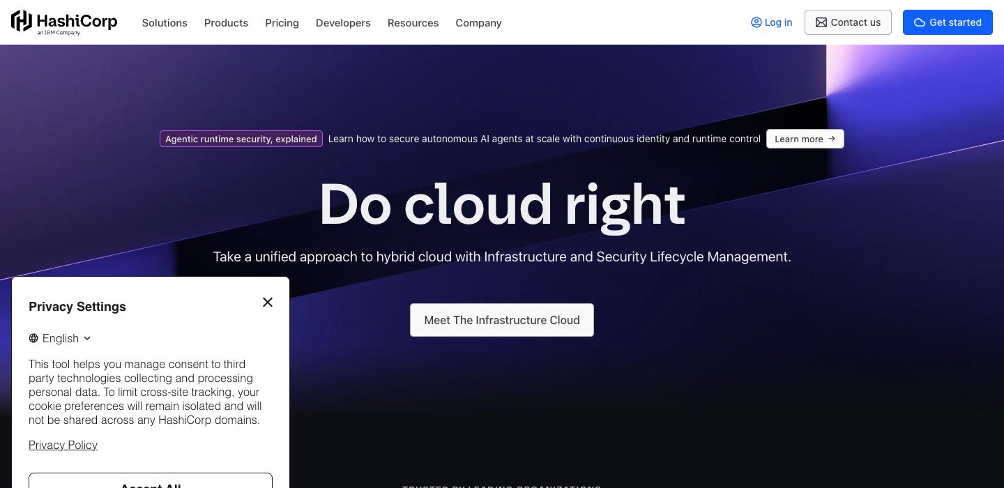HashiCorp homepage