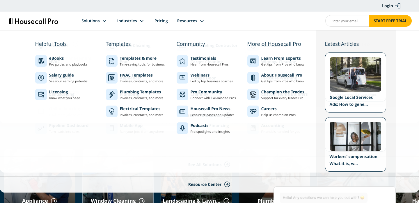 Housecall Pro homepage