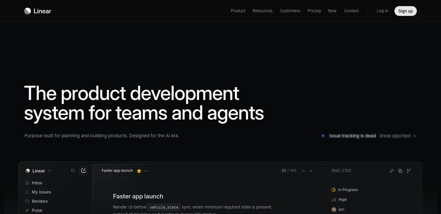 Linear homepage