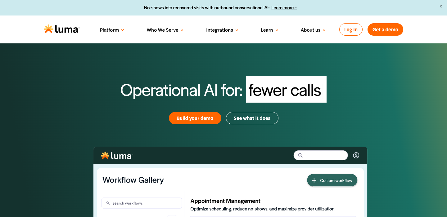 Luma Health homepage