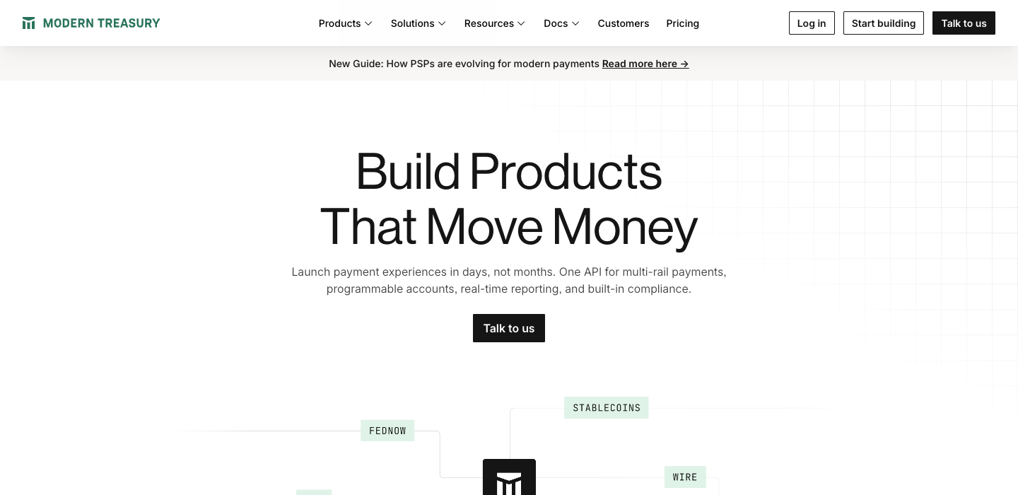 Modern Treasury homepage