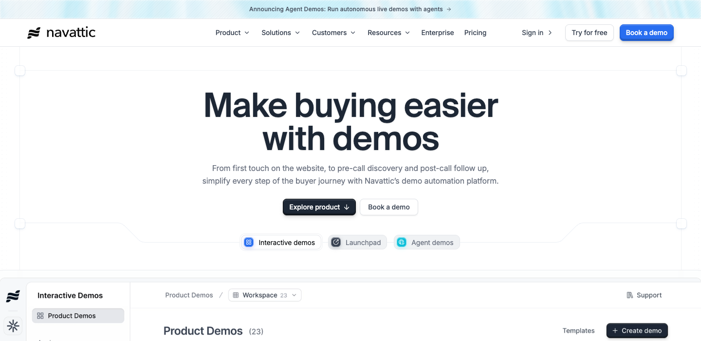 Navattic homepage