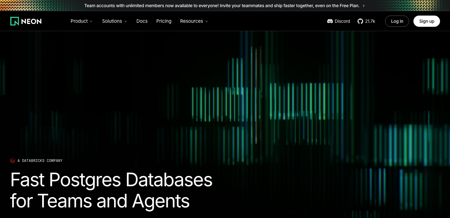 Neon homepage