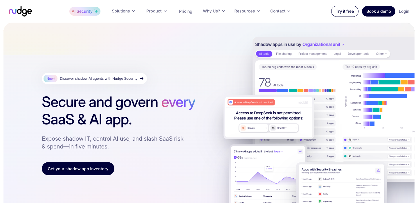 Nudge Security homepage