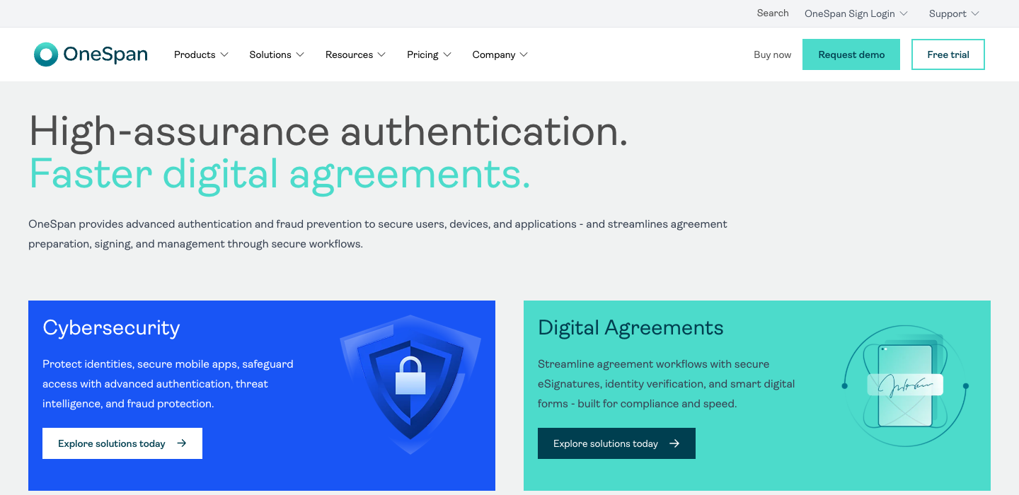 OneSpan homepage