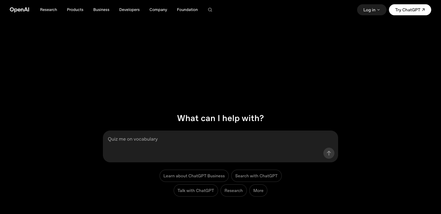 OpenAI homepage