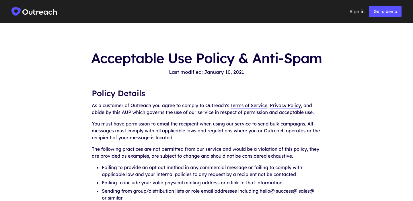 Outreach homepage