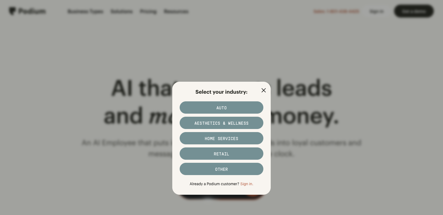 Podium homepage