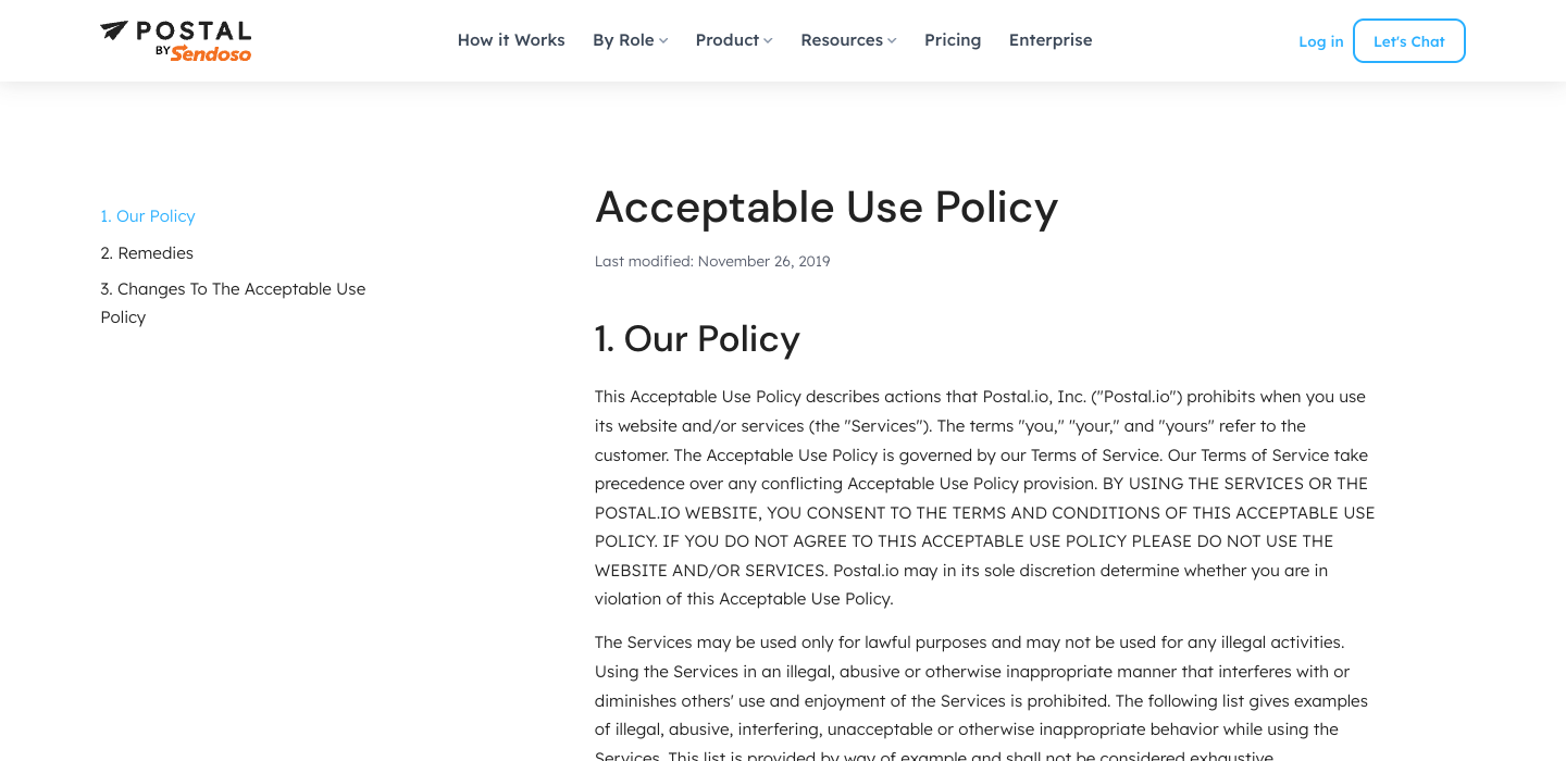 Postal homepage