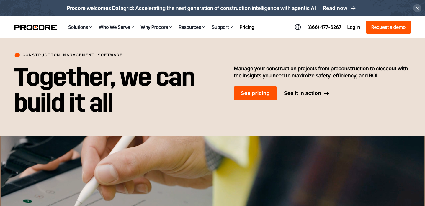 Procore homepage