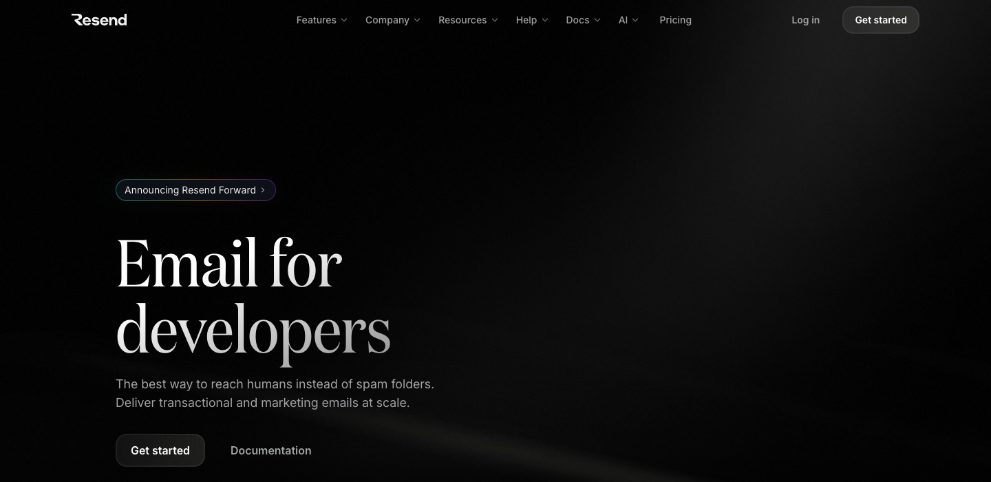 Resend homepage