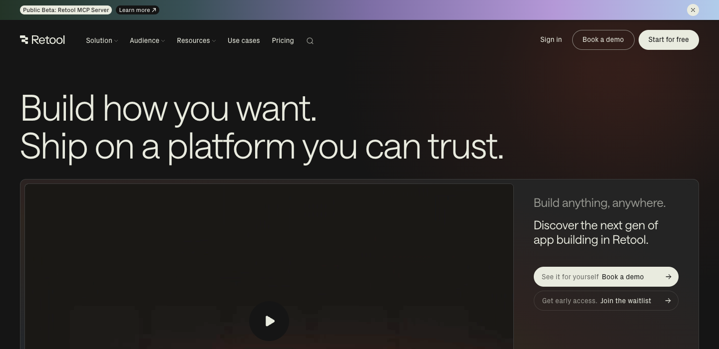 Retool homepage