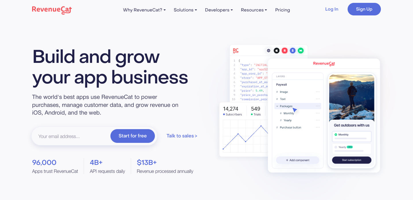 RevenueCat homepage