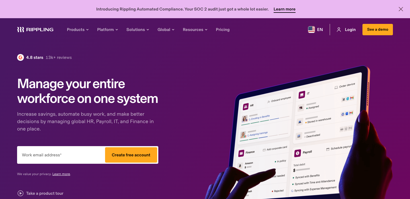 Rippling homepage
