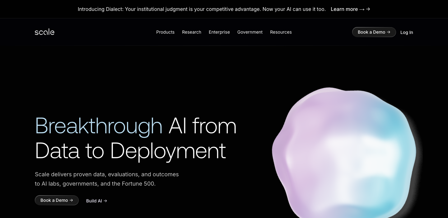 Scale AI homepage