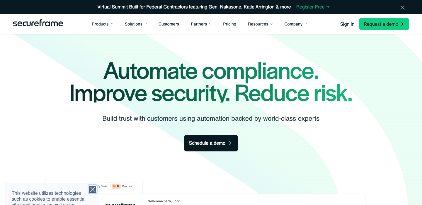 Secureframe homepage