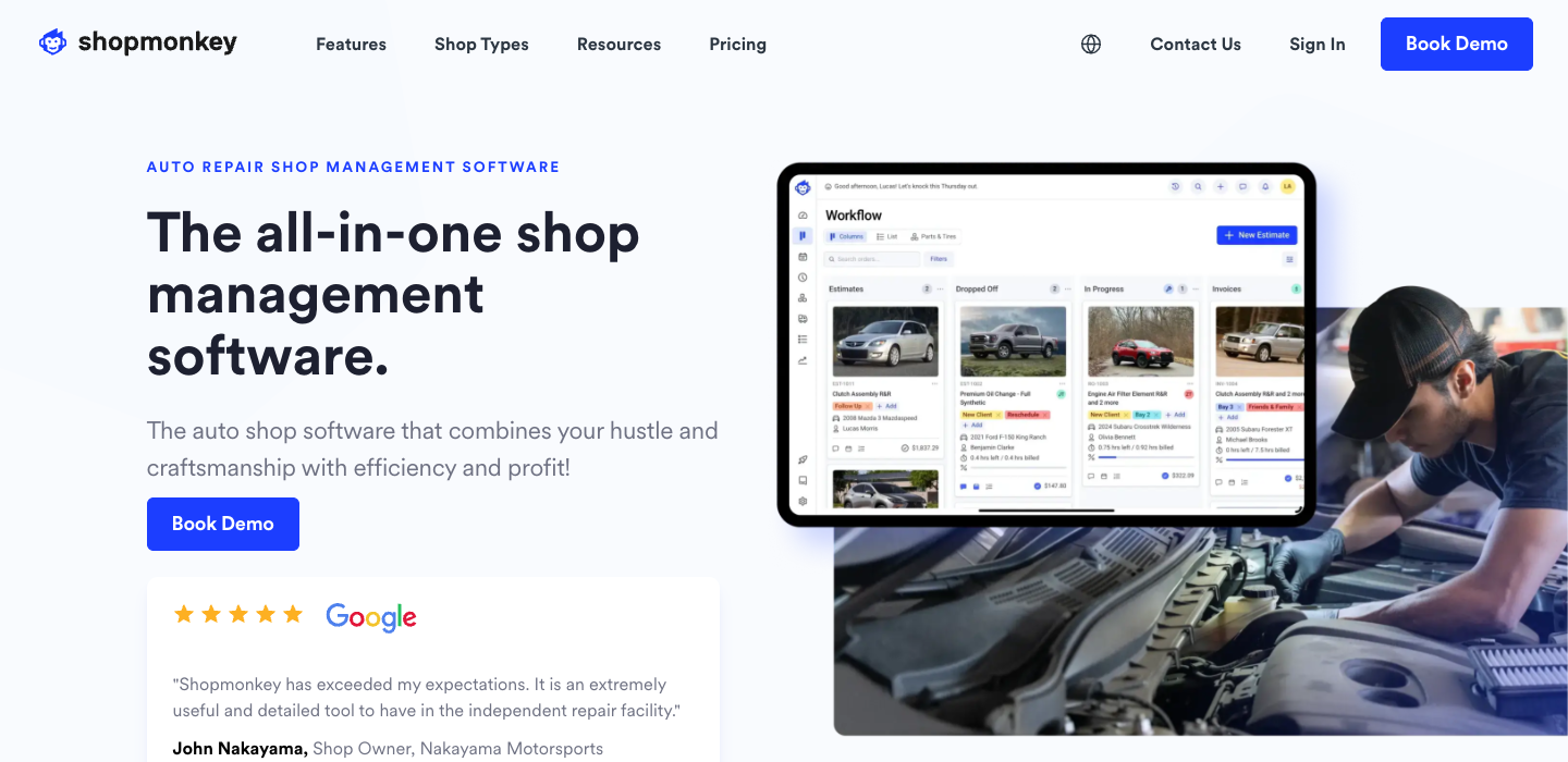 Shopmonkey homepage