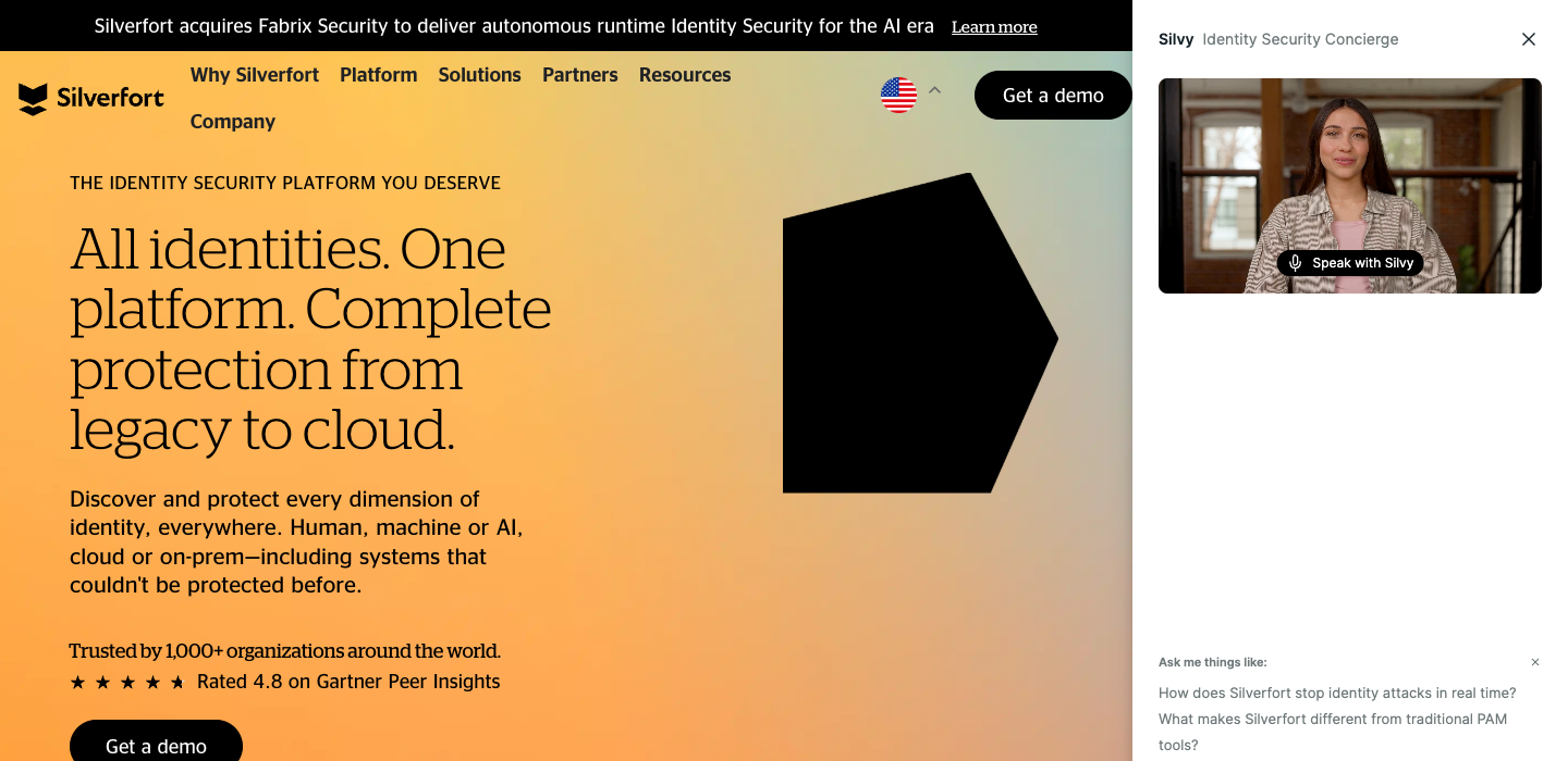 Silverfort homepage