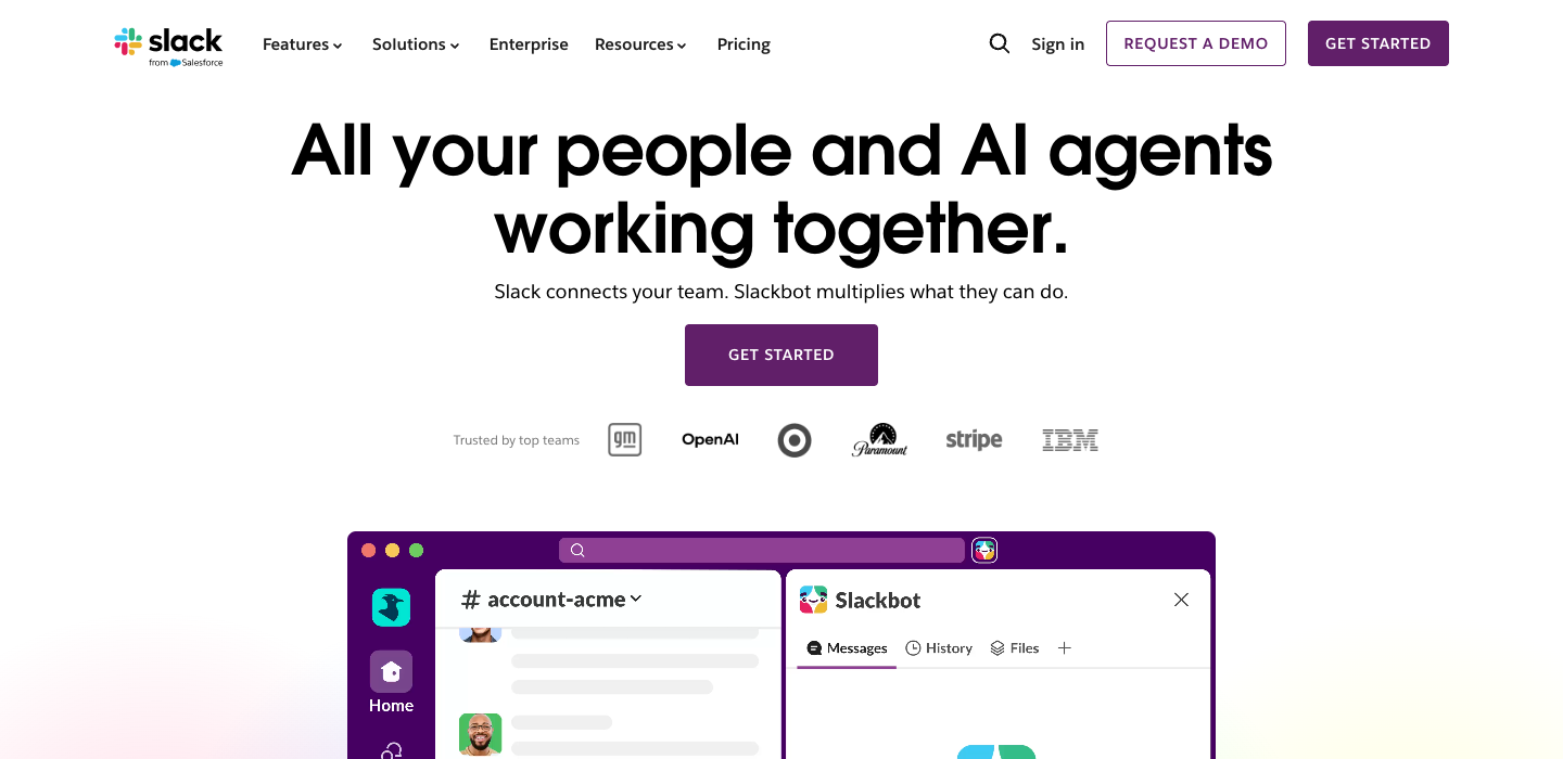 Slack homepage