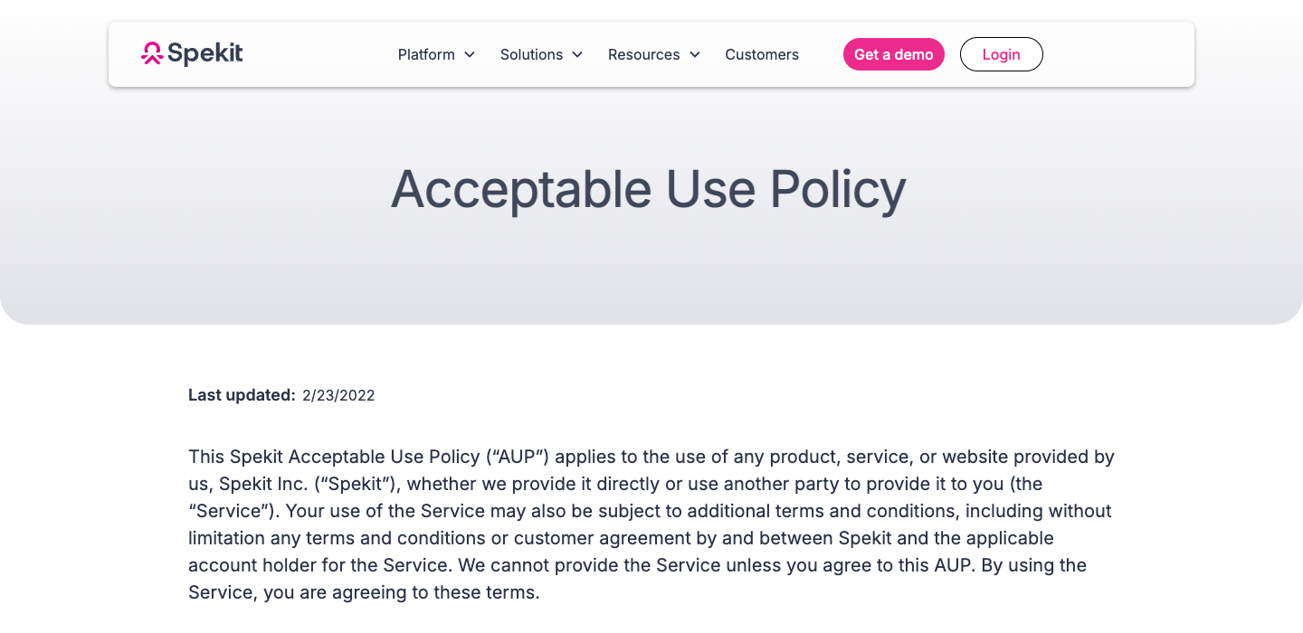 Spekit homepage