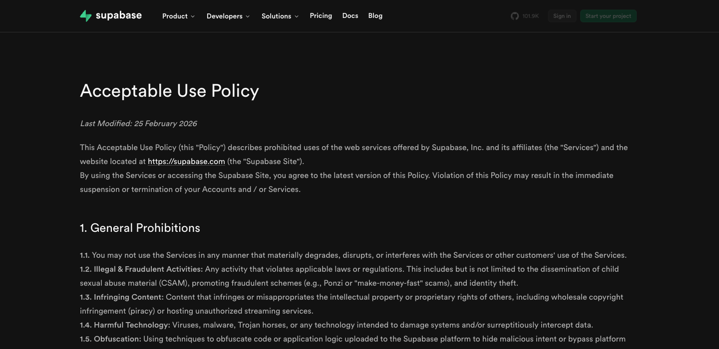 Supabase homepage