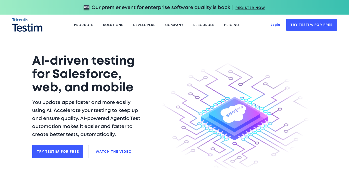 Testim homepage