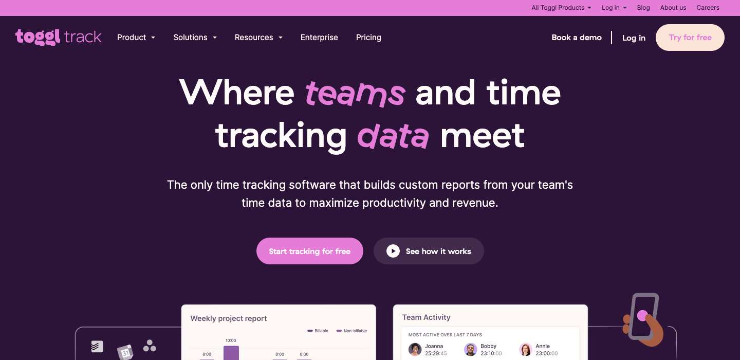 Toggl homepage
