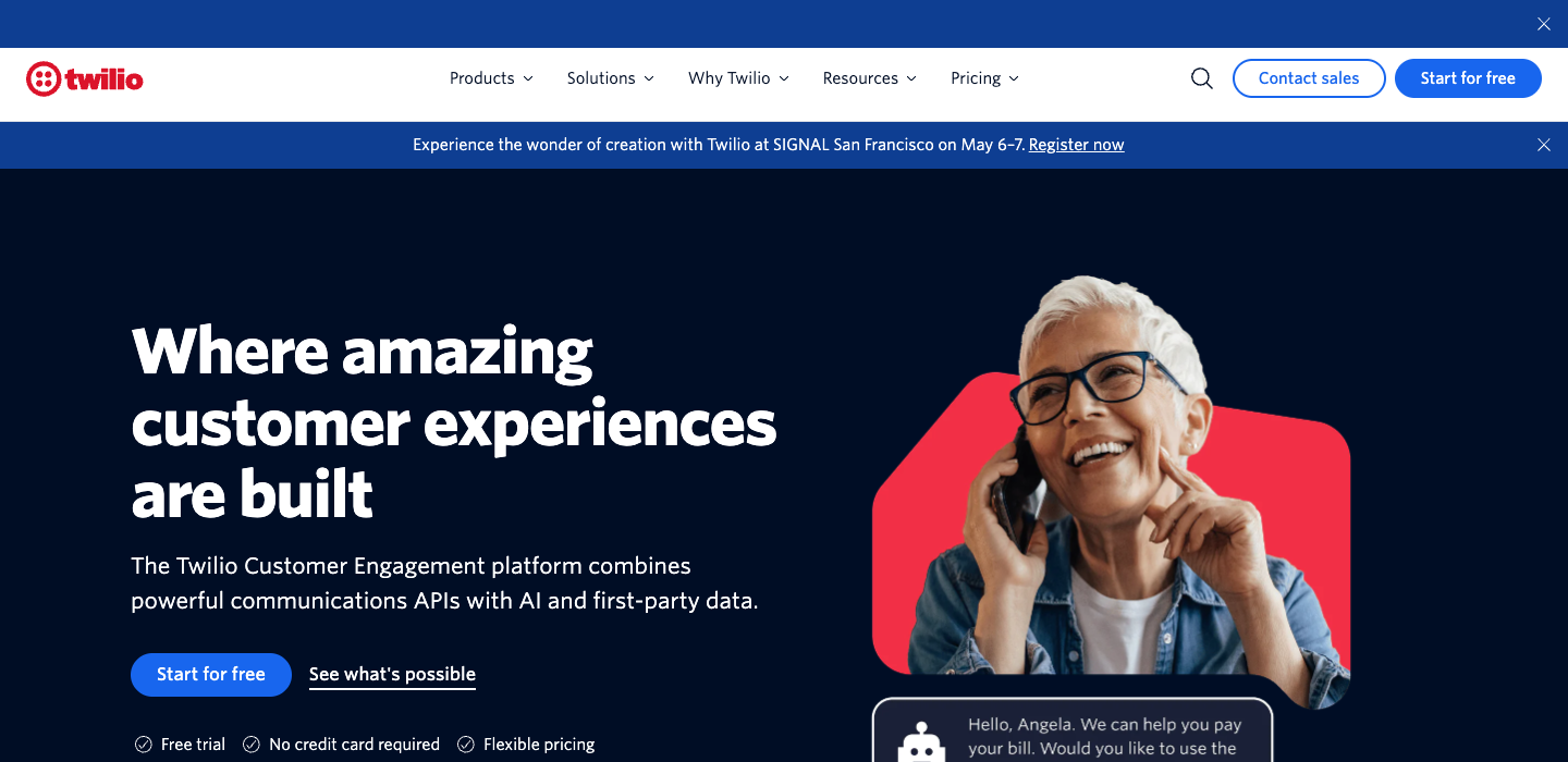Twilio homepage